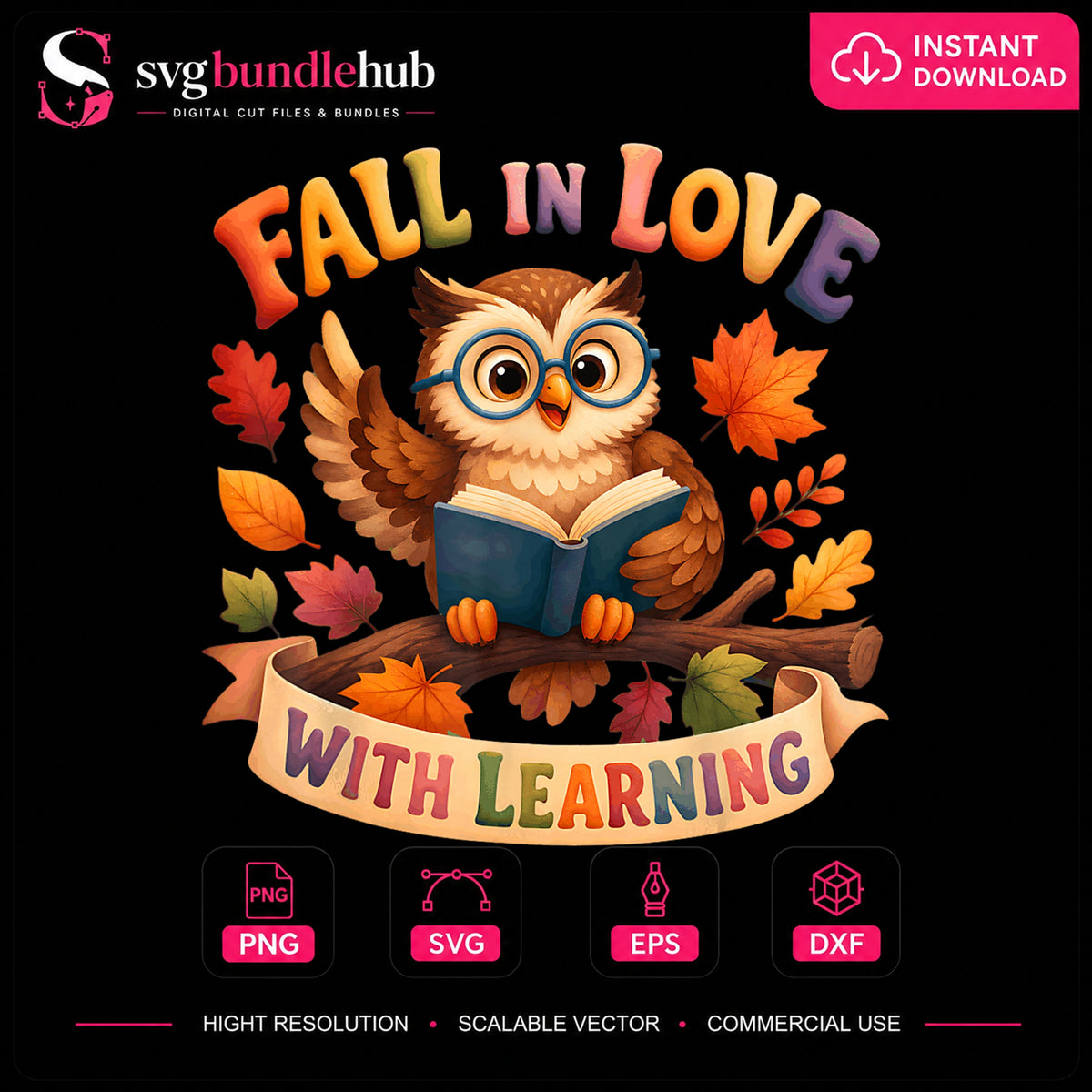 Fall In Love With Learning Owl Reading Book PNG