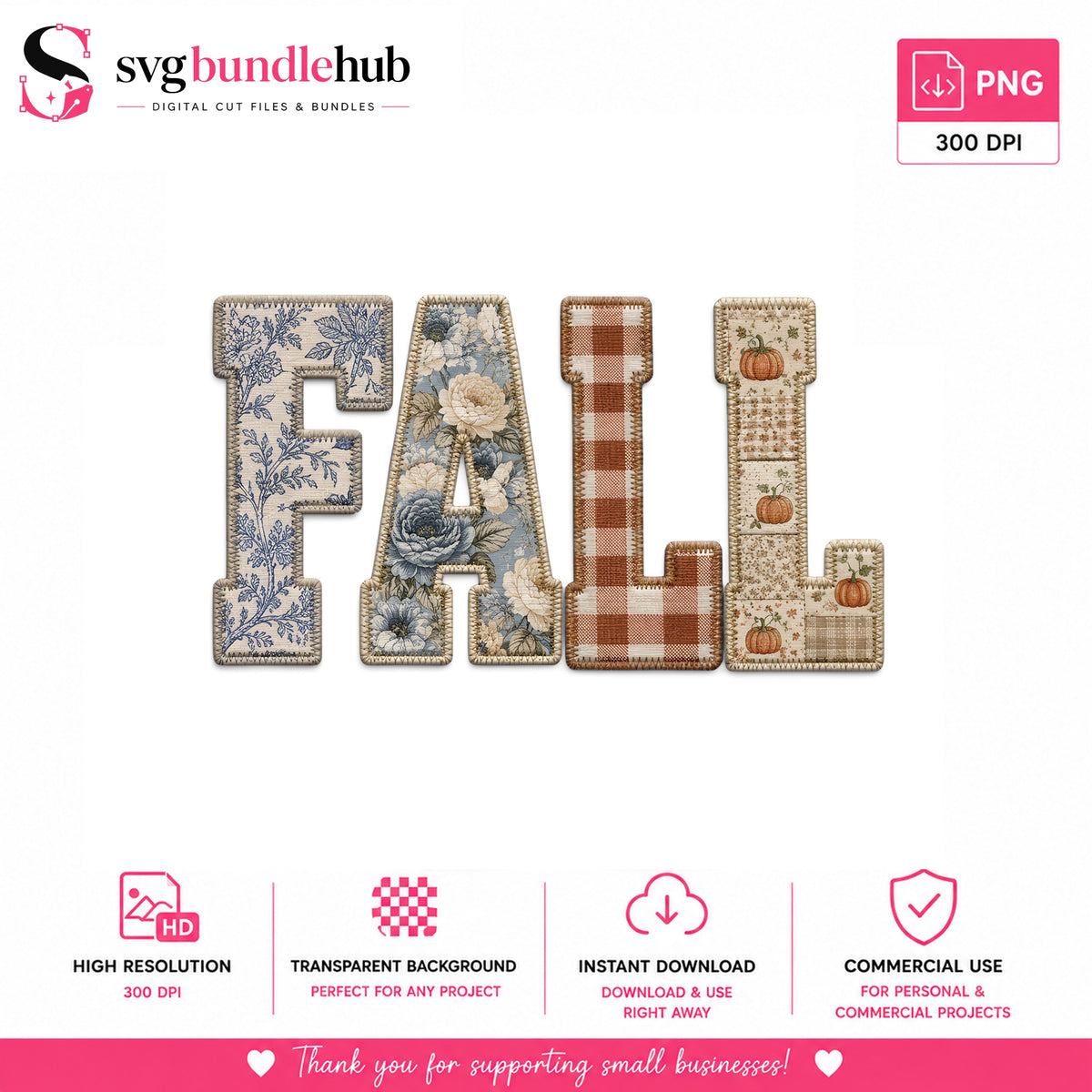 Fall Patchwork Letters Autumn PNG | SvgBundleHub