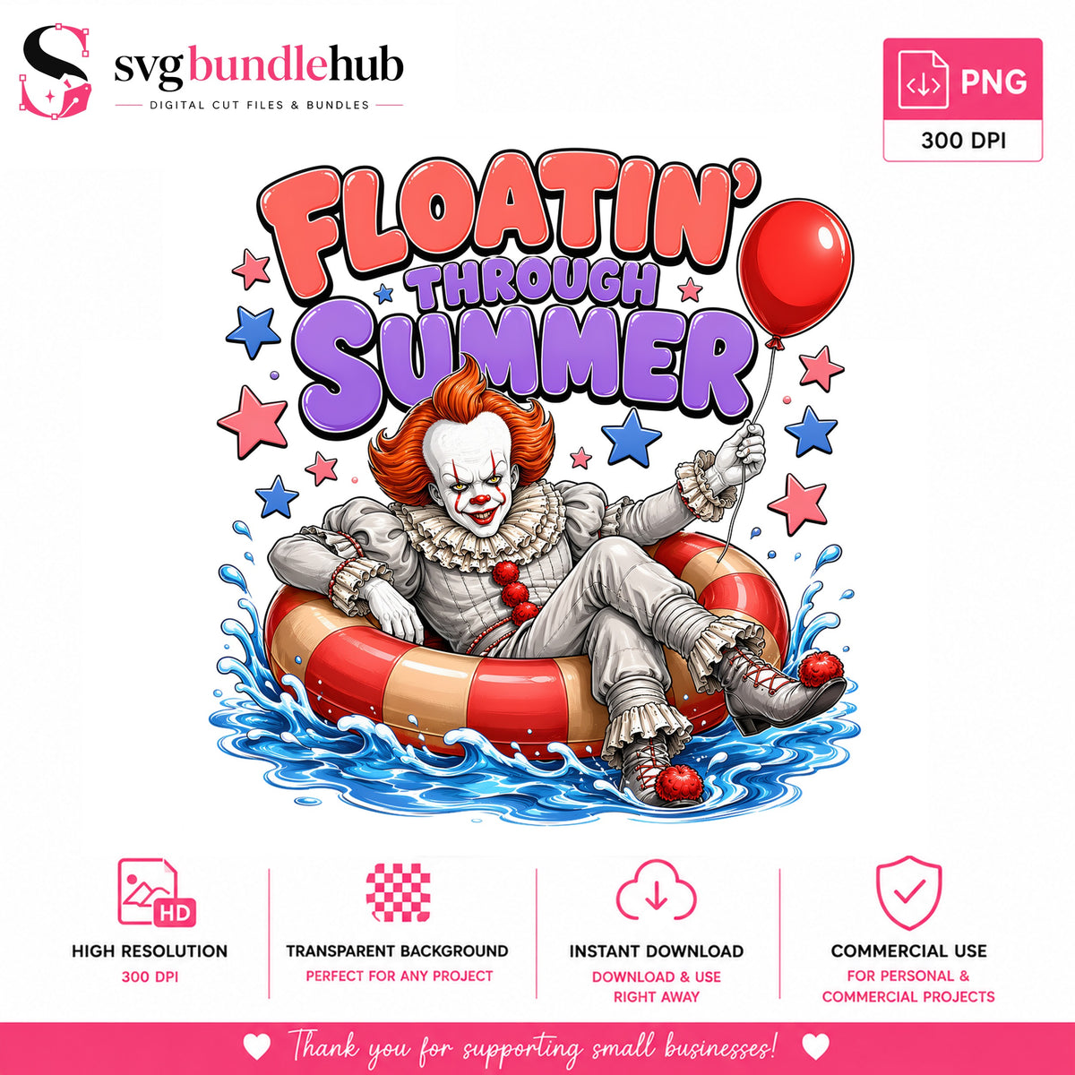 Floatin Through Summer Pennywise PNG | SvgBundleHub