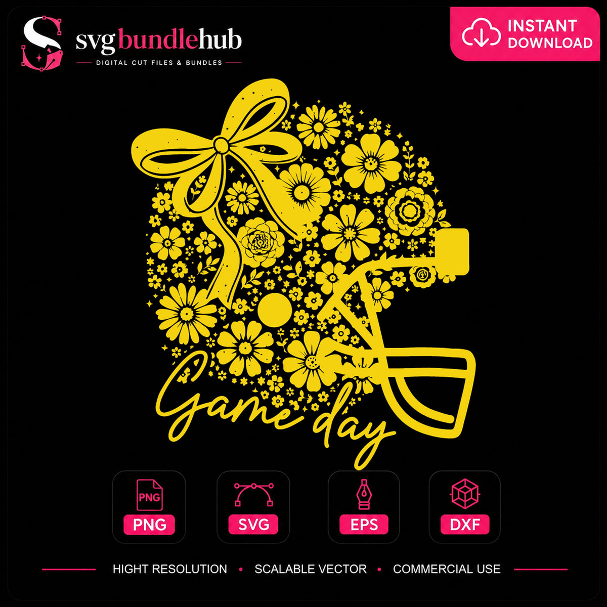 Floral Football Helmet Game Day SVG, Women Cricut Cut File