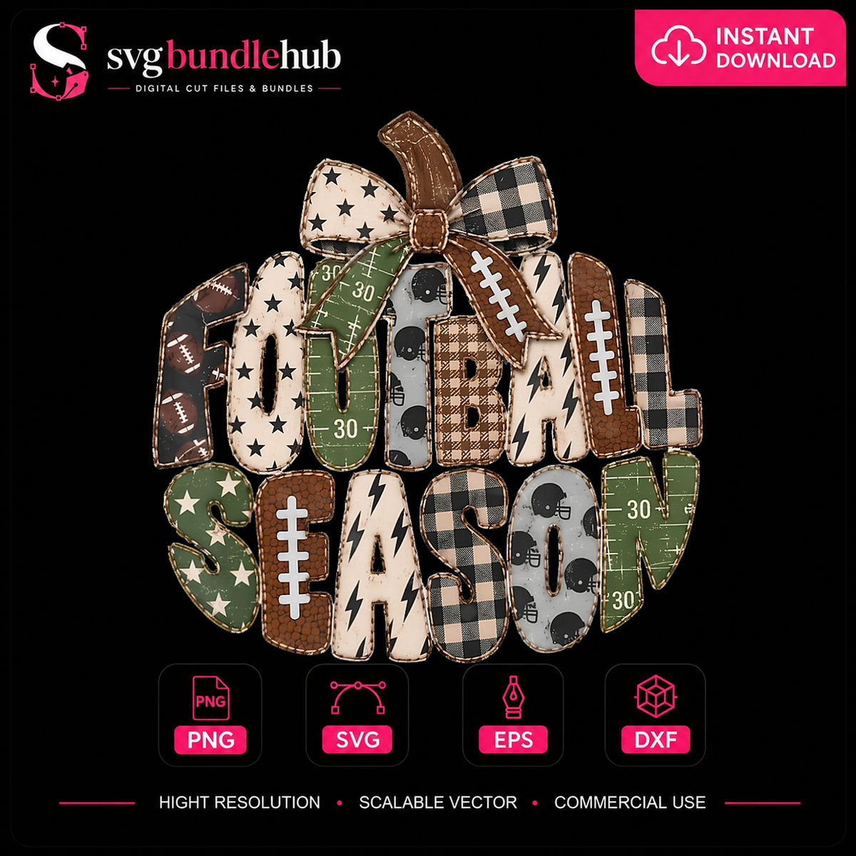 Football Season PNG, Patchwork Bow Tie Sports Sublimation