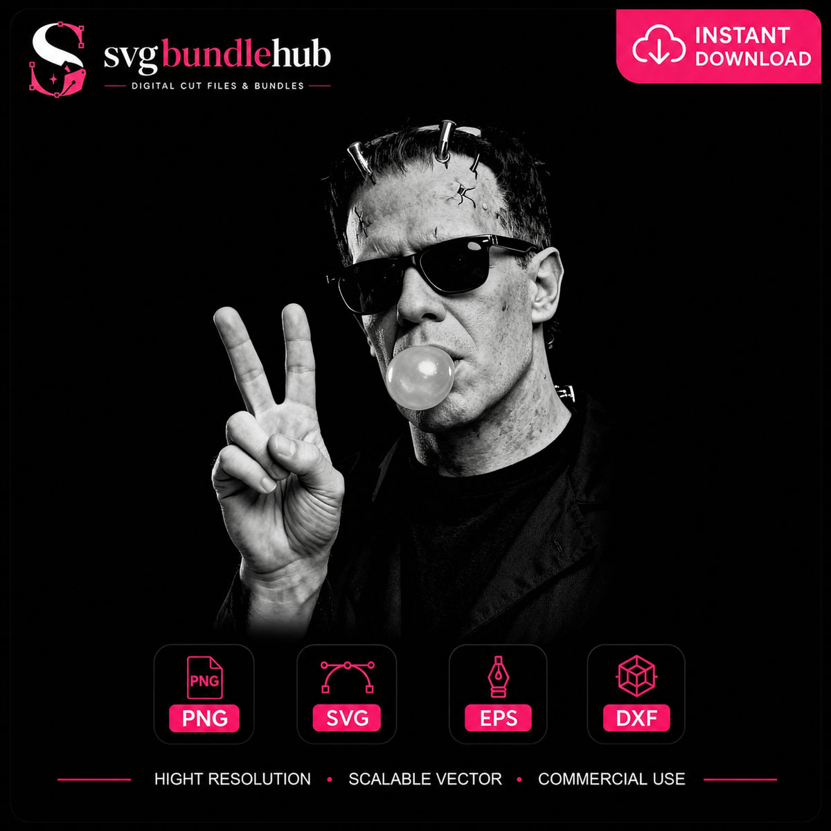 Frankenstein Bubblegum Peace Sign Sunglasses Cool PNG