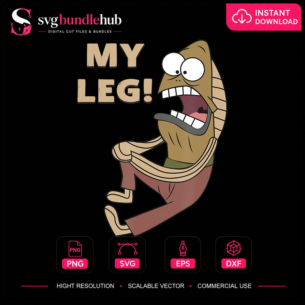 Fred The Fish My Leg Spongebob Funny Quote PNG