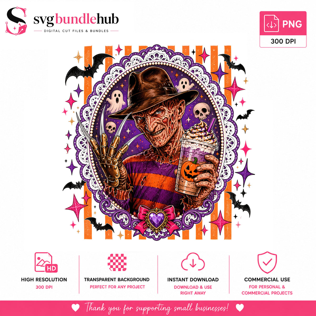 Freddy Krueger Halloween Coffee PNG | SvgBundleHub