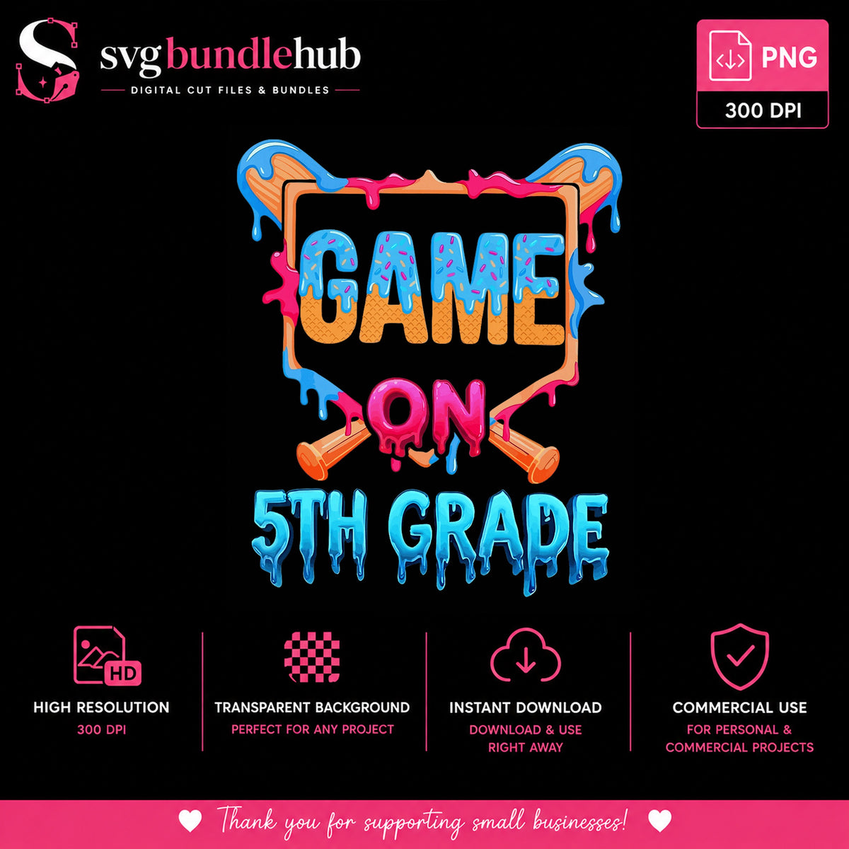 Game On 5th Grade PNG, Back To School PNG, Fifth Grade PNG