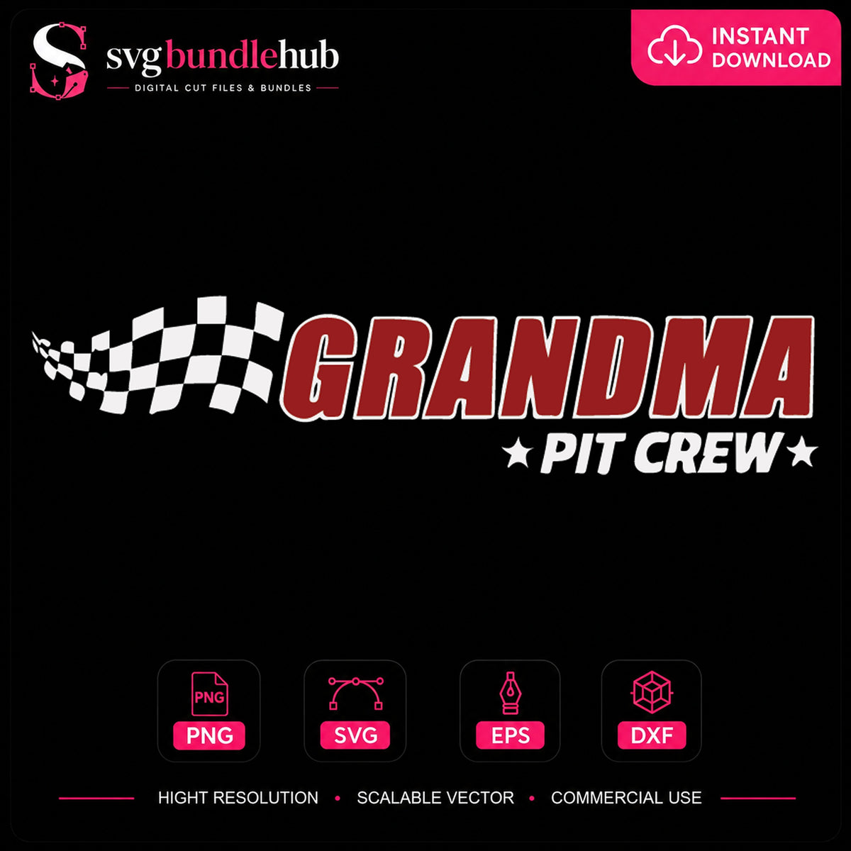 Grandma Pit Crew Racing Checkered Flag Cricut SVG