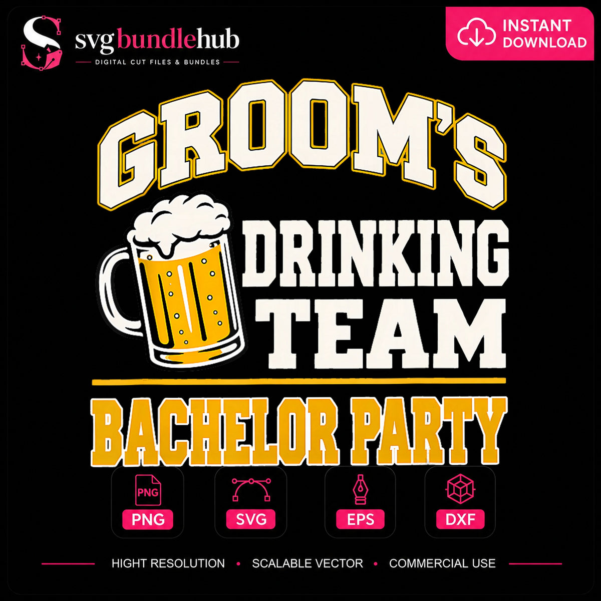 Groom's Drinking Team Bachelor Party Beer Mug PNG