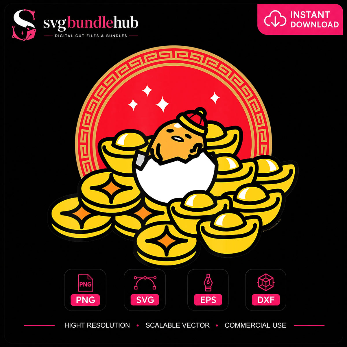 Gudetama Chinese New Year Lucky Gold Coins PNG