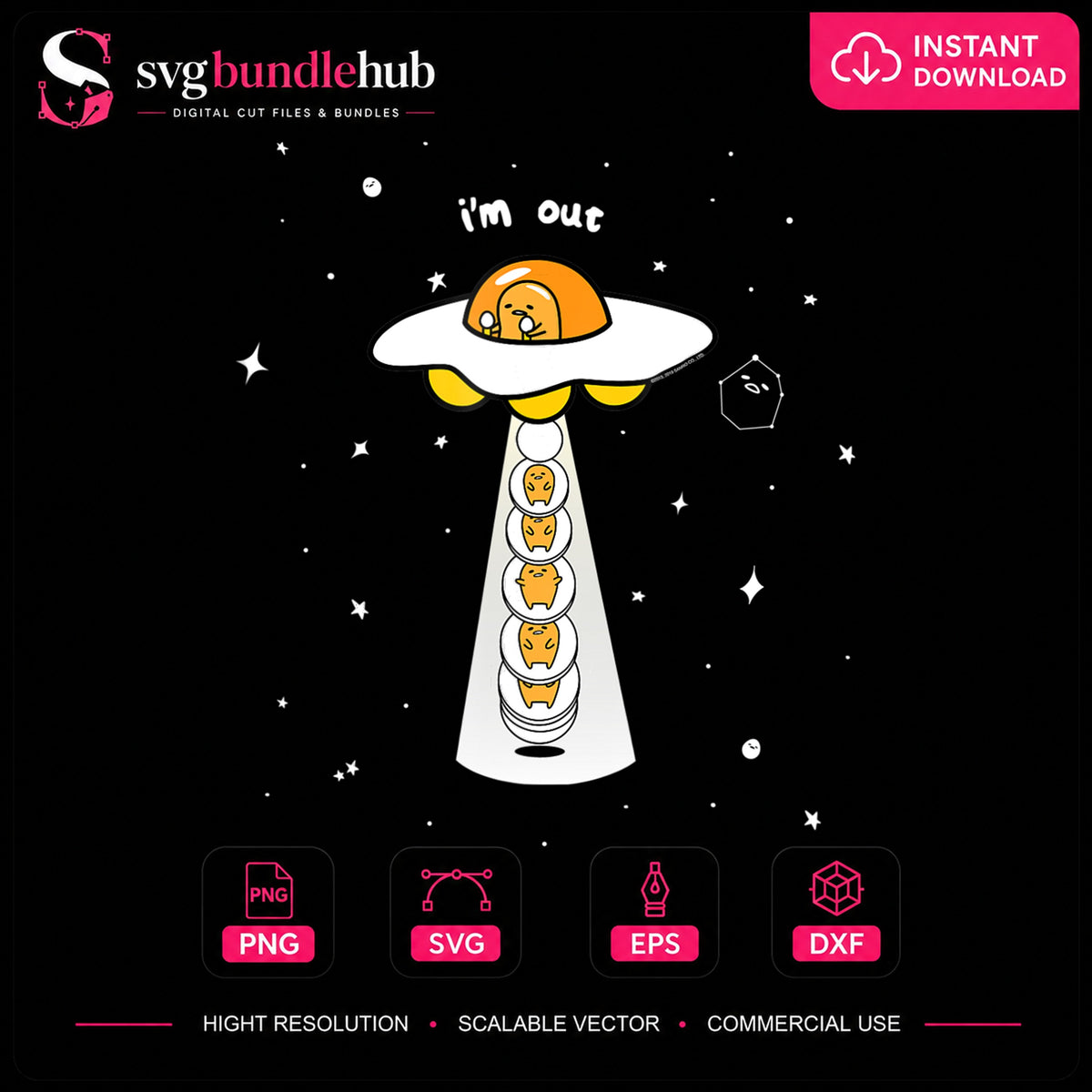Gudetama I'm Out UFO Space Abduction Lazy Egg PNG