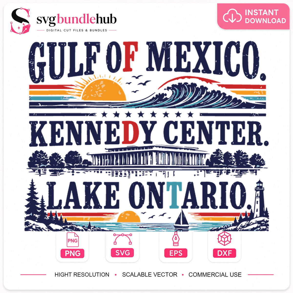 Gulf Of Mexico Kennedy Center Lake Ontario Cricut Design SVG