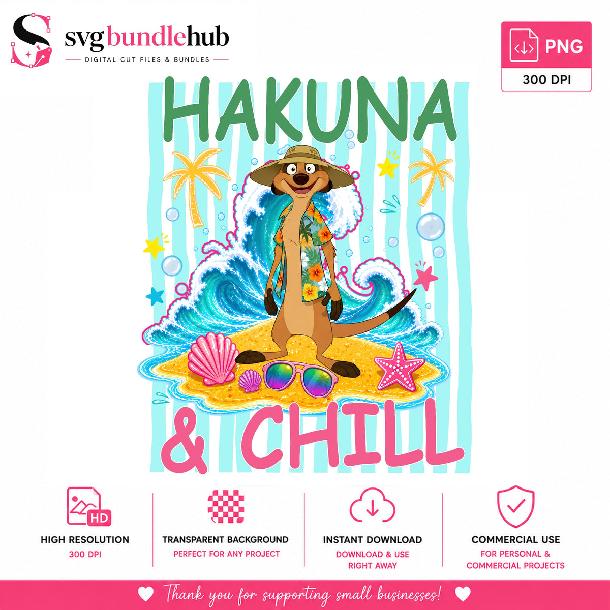 Hakuna & Chill Timon Summer Beach PNG | SvgBundleHub