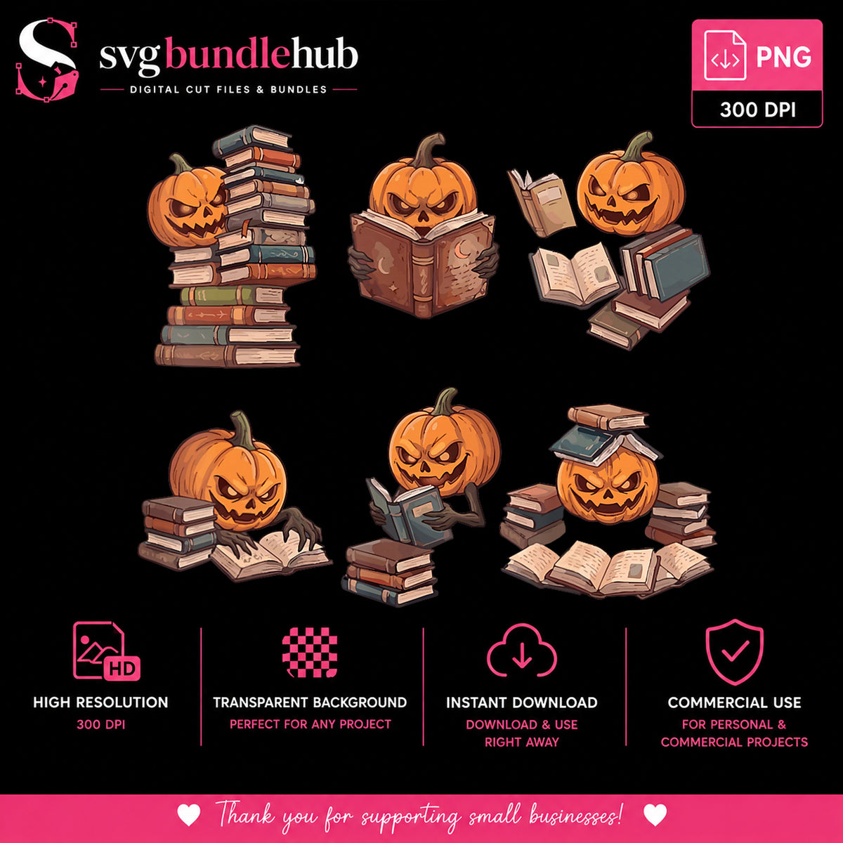 Halloween Pumpkin Reading Books Bundle, Jack O Lantern Bookworm