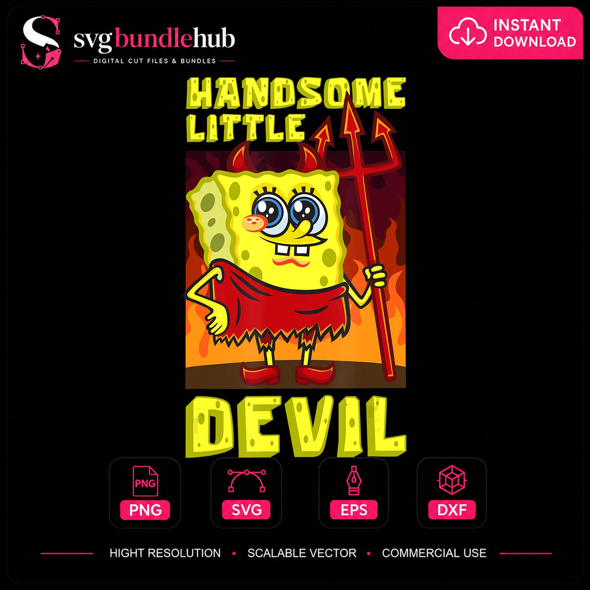 Handsome Little Devil SpongeBob Halloween Costume PNG