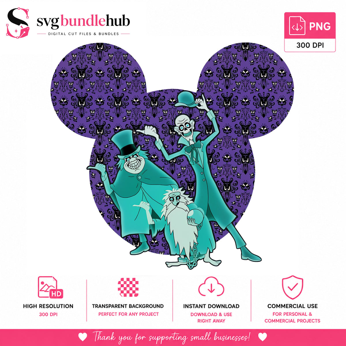 Haunted Mansion Ghosts Mickey PNG, Spooky | SvgBundleHub
