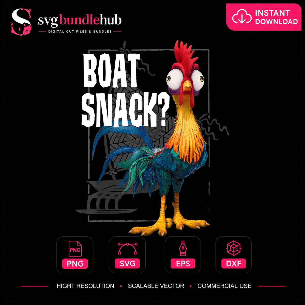 Hei Hei Boat Snack Funny Moana Quote Chicken PNG