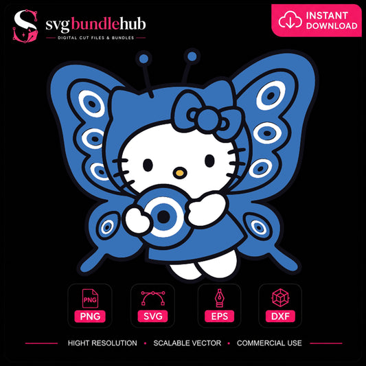 Hello Kitty Butterfly Costume SVG, Sanrio Cricut Clipart