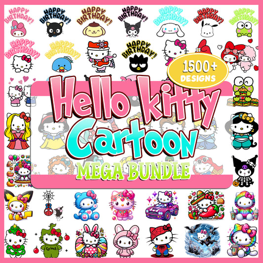 Hello Kitty Cartoon Mega Bundle SVG| SvgBundleHub
