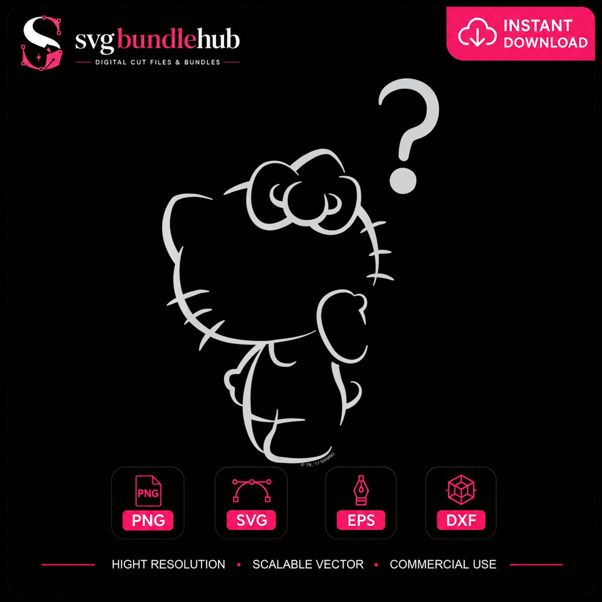 Hello Kitty Curious Thinking Pose Sanrio Character PNG