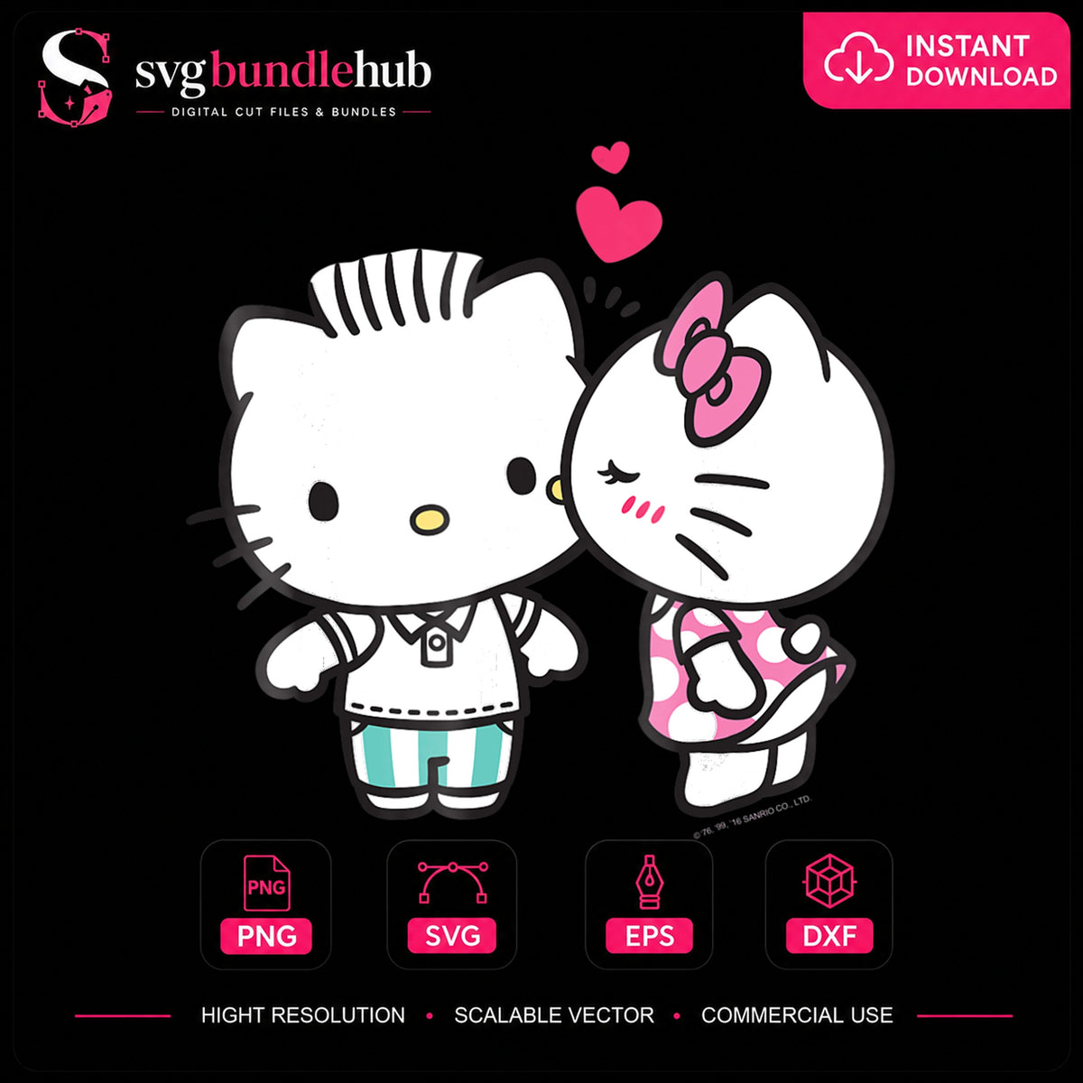 Hello Kitty Dear Daniel Valentine Couple Kiss Clipart PNG