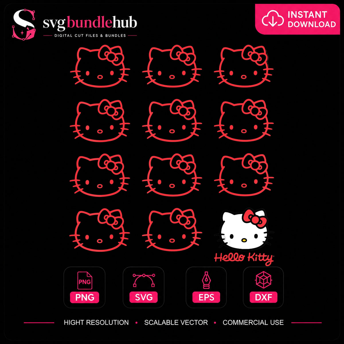 Hello Kitty Face Variations Sanrio Character Bundle PNG