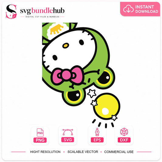 Hello Kitty Frog Costume Kawaii Cricut Cut File SVG