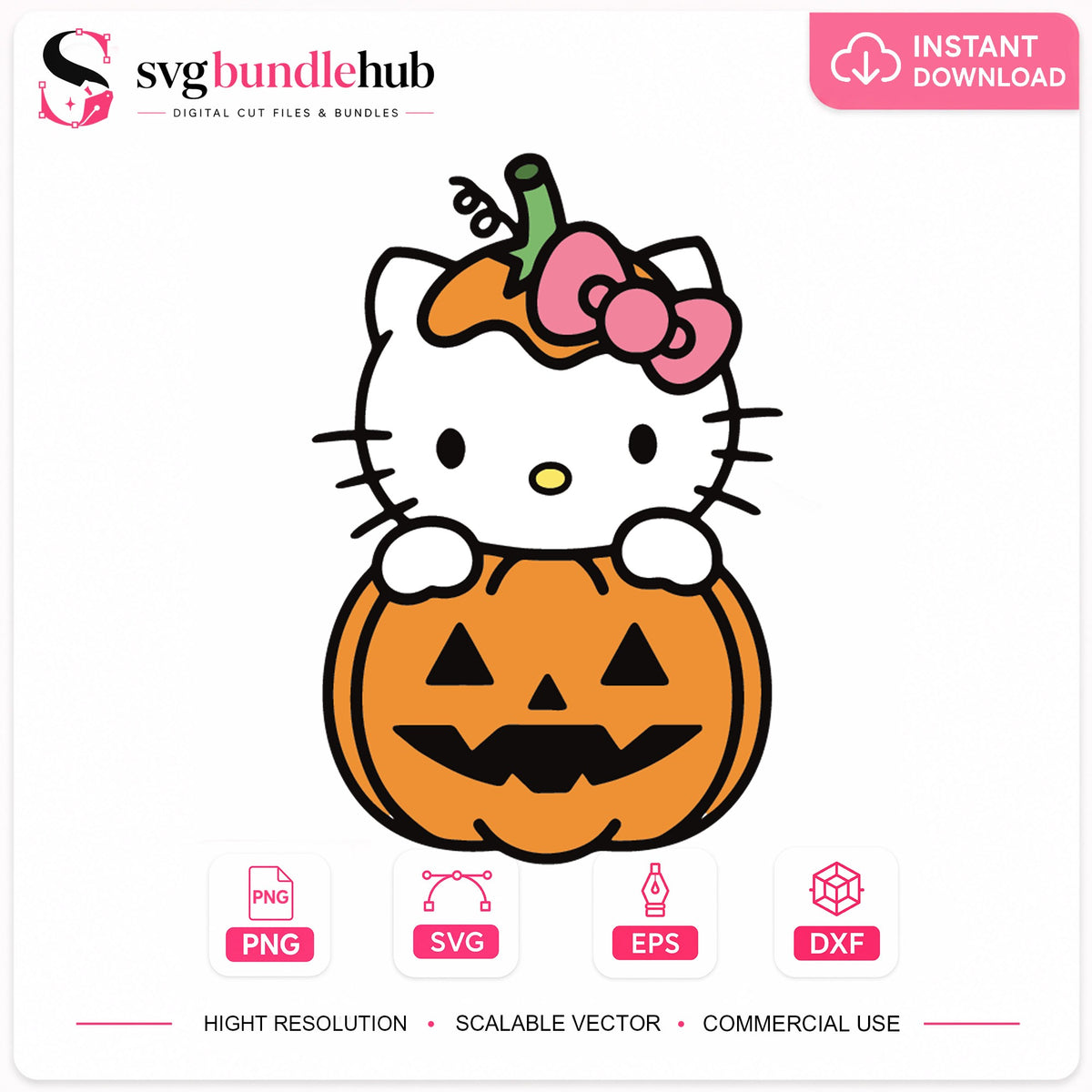 Hello Kitty Halloween Pumpkin Jack-O-Lantern Cricut SVG