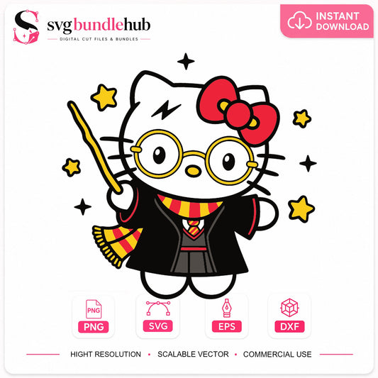 Hello Kitty Harry Potter Wizard Costume Cricut File SVG