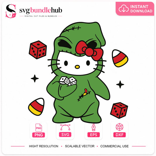 Hello Kitty Oogie Boogie Halloween Costume Clipart SVG