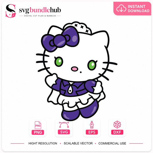 Hello Kitty Sailor Uniform Purple Cricut Cut File SVG