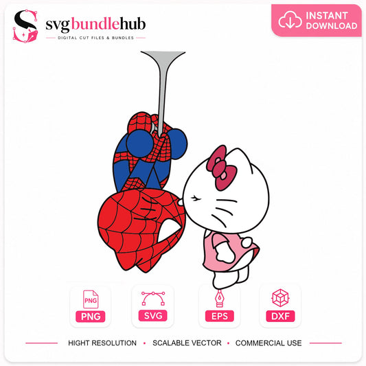 Hello Kitty Spiderman Kiss SVG, Concert Portrait Clipart