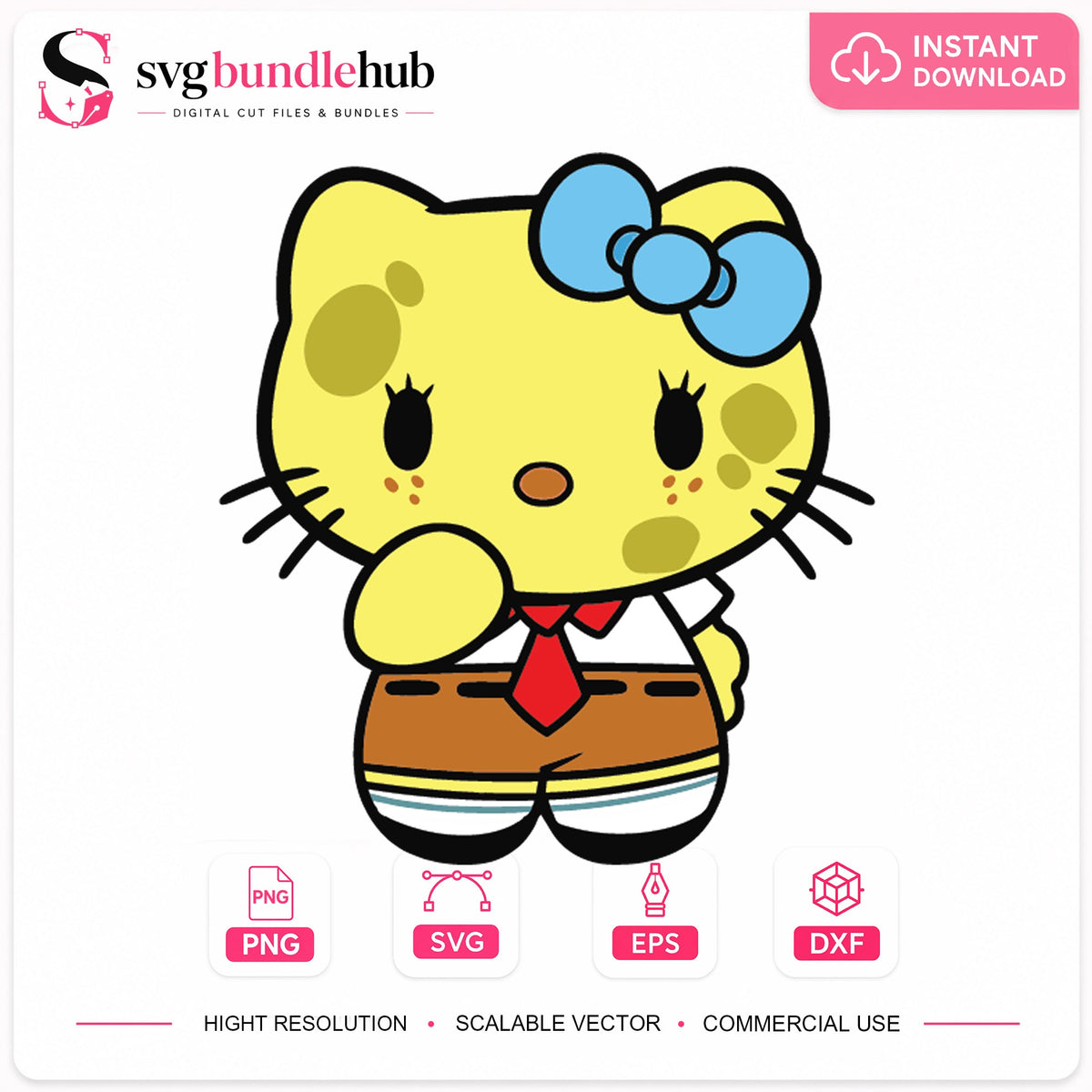 Hello Kitty SpongeBob Costume SVG, Cute Vinyl Cut File