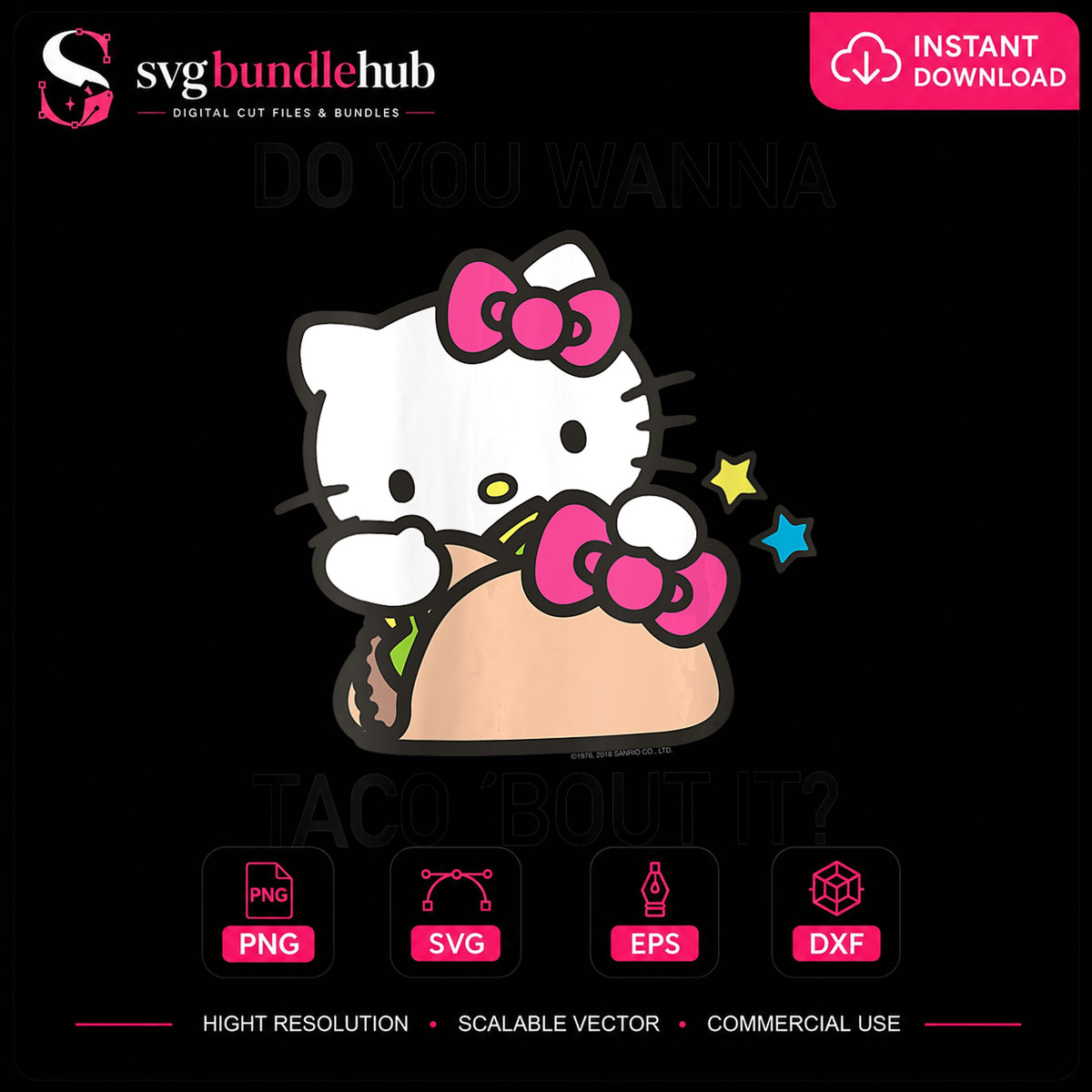 Hello Kitty Taco Bout It Eating Funny Sanrio PNG