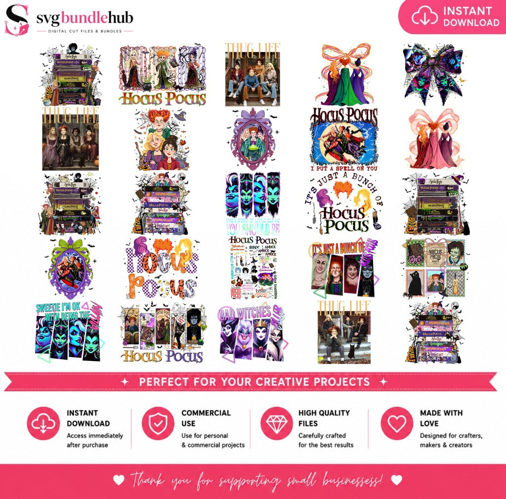 Hocus Pocus Bad Witches Halloween PNG | SvgBundleHub