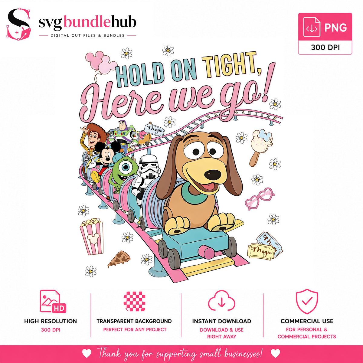 Hold On Tight Here We Go Roller Coaster PNG | SvgBundleHub