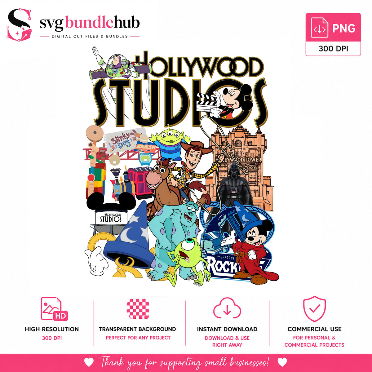 Hollywood Studios Characters PNG | SvgBundleHub