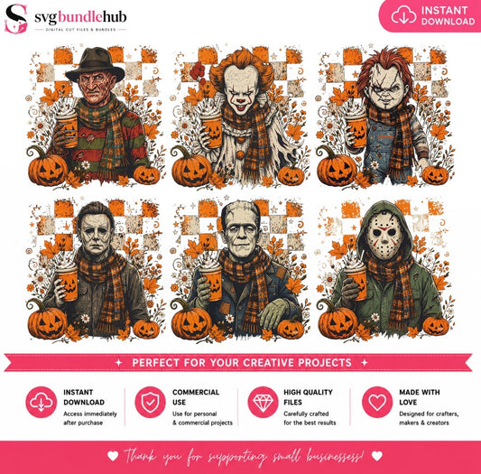 Horror Icons Fall Pumpkin Spice PNG | SvgBundleHub
