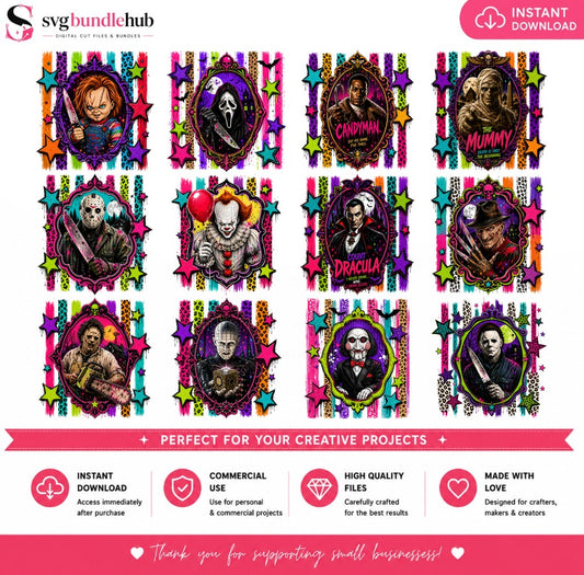 Horror Icons Halloween Bundle PNG Clipart | SvgBundleHub