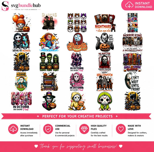 Horror Slashers Halloween Bundle PNG | SvgBundleHub
