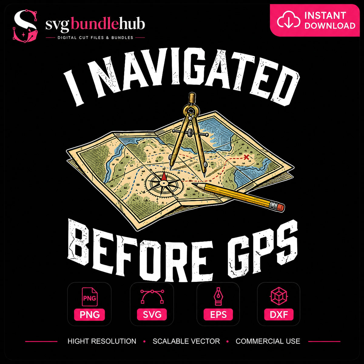 I Navigated Before GPS PNG, Vintage Map Explorer Design
