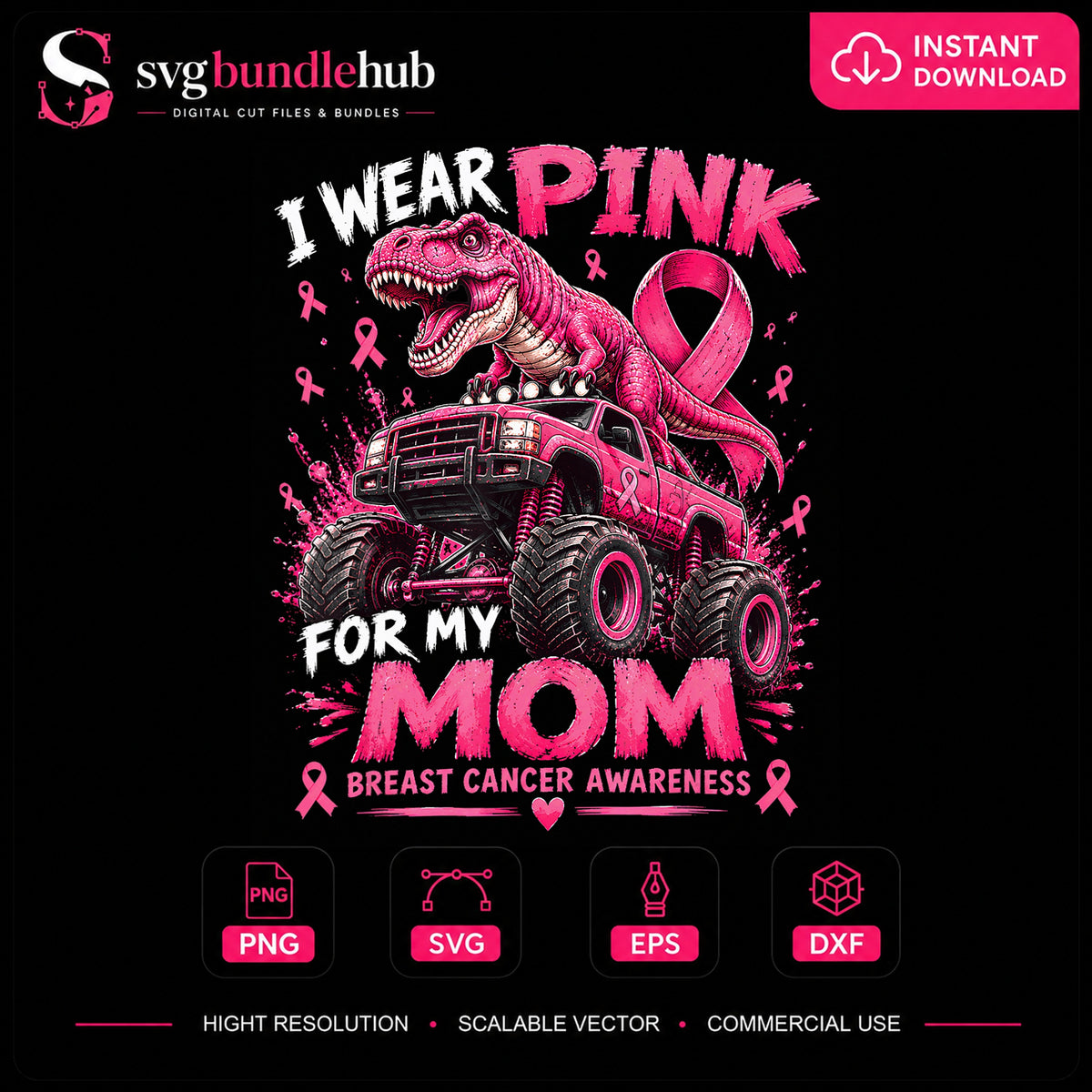 I Wear Pink For My Mom Breast Cancer Awareness PNG