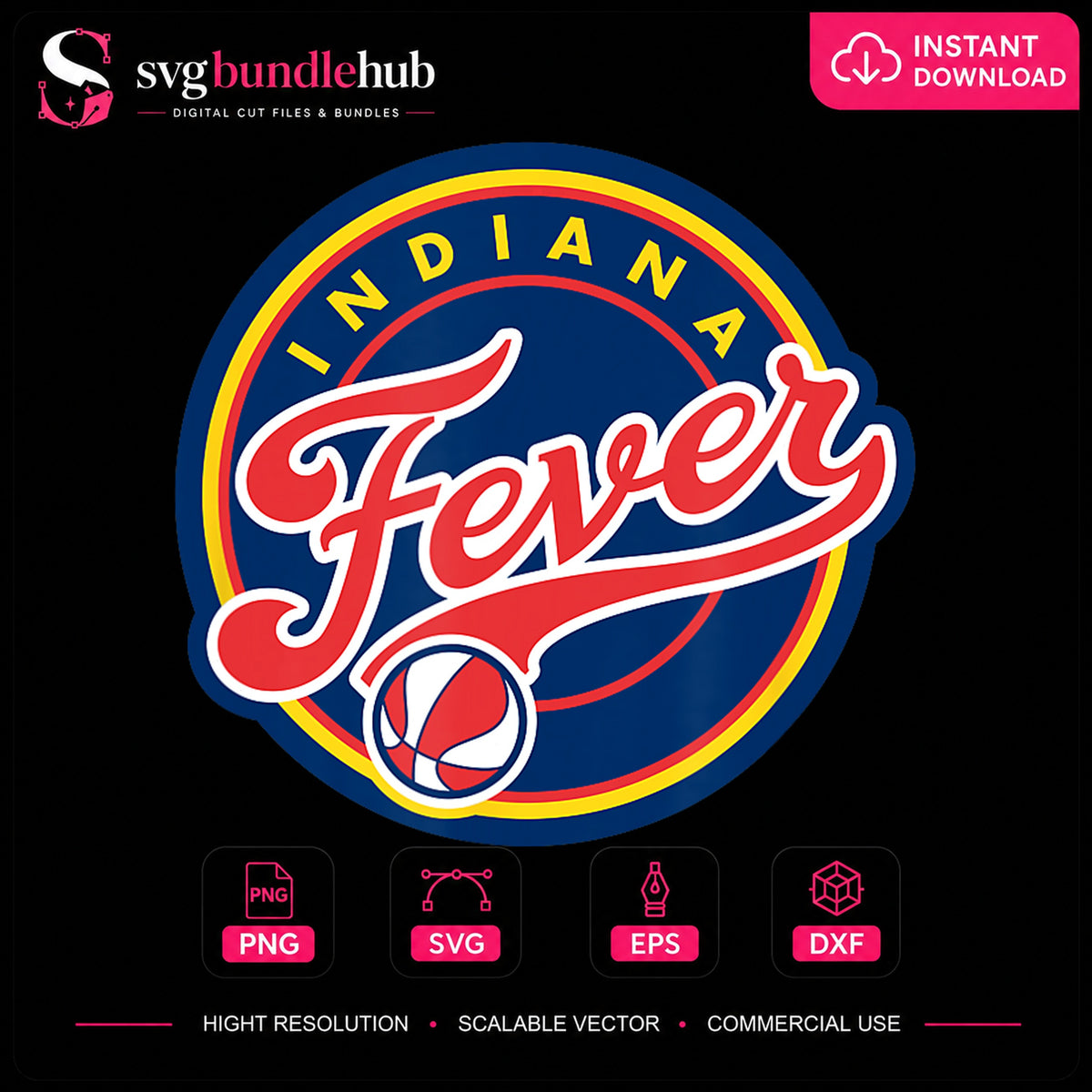 Indiana Fever WNBA Basketball Team Logo Clipart PNG