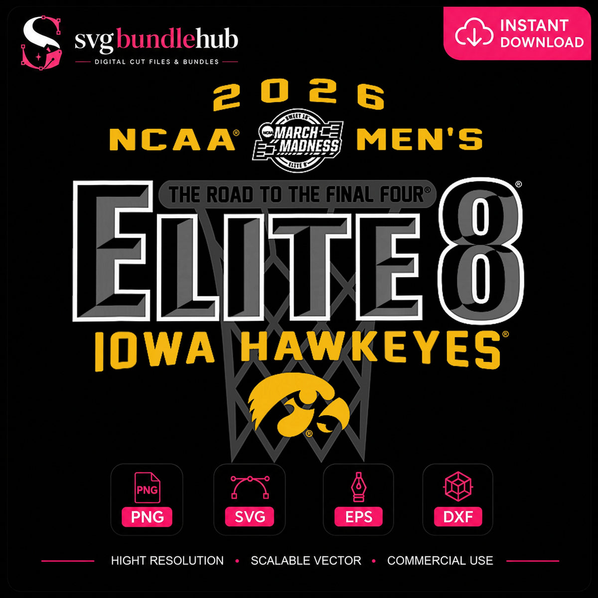 Iowa Hawkeyes Elite 8 Road To Final Four 2026 PNG
