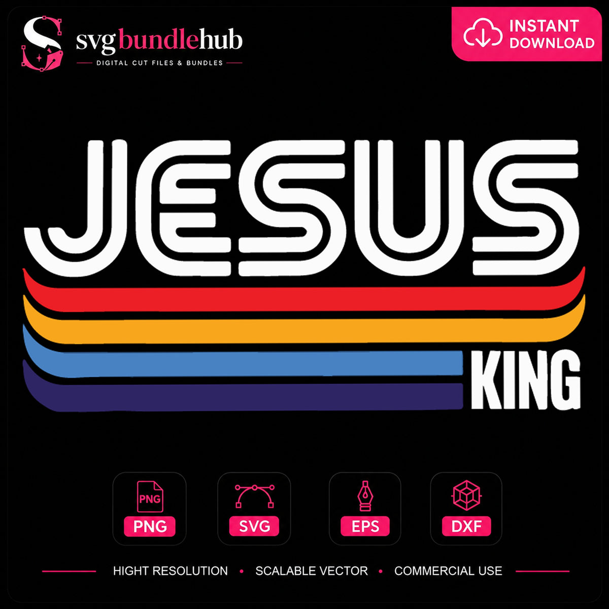Jesus King Retro Stripes SVG, Cricut Cut File Design Clipart