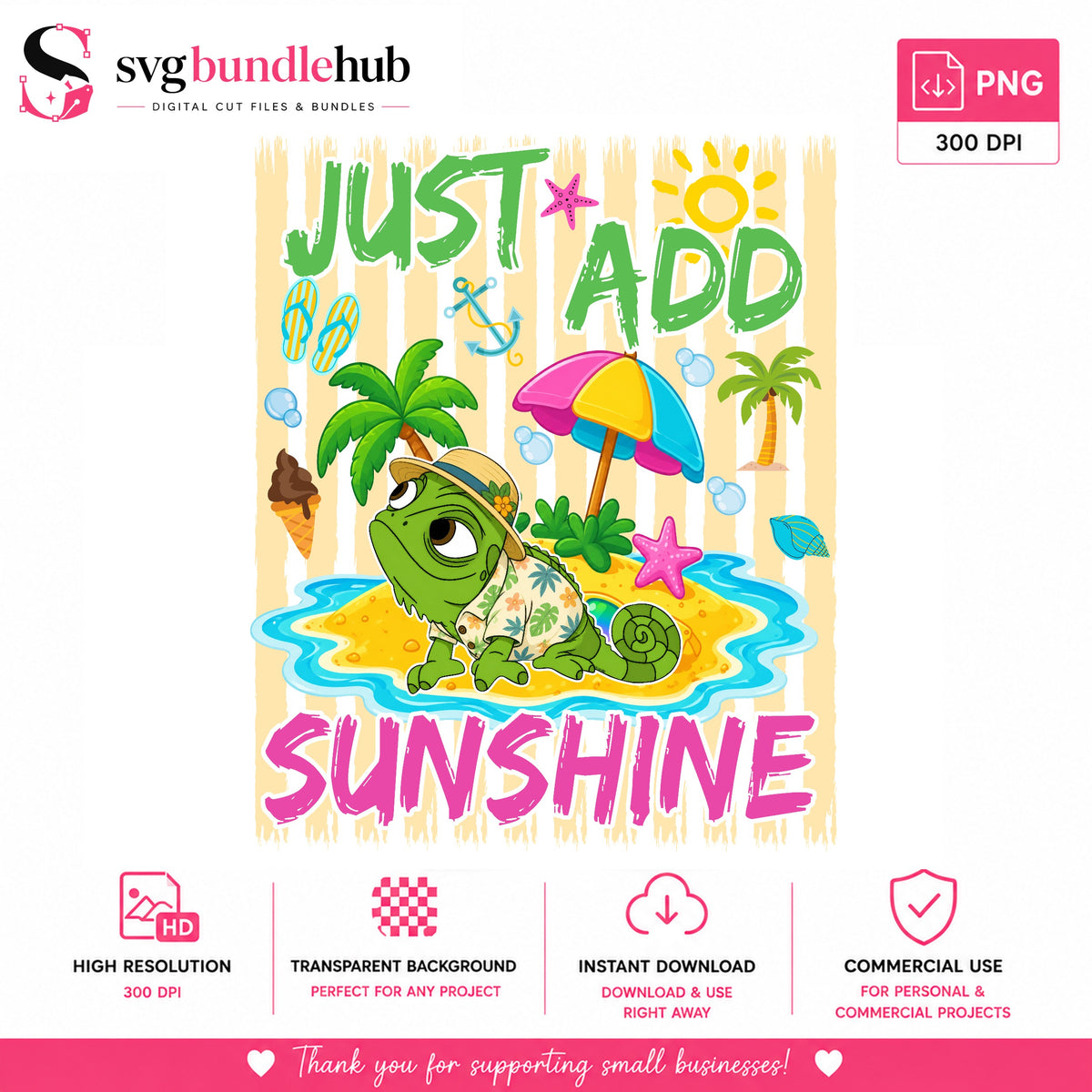 Just Add Sunshine Turtle Beach PNG | SvgBundleHub