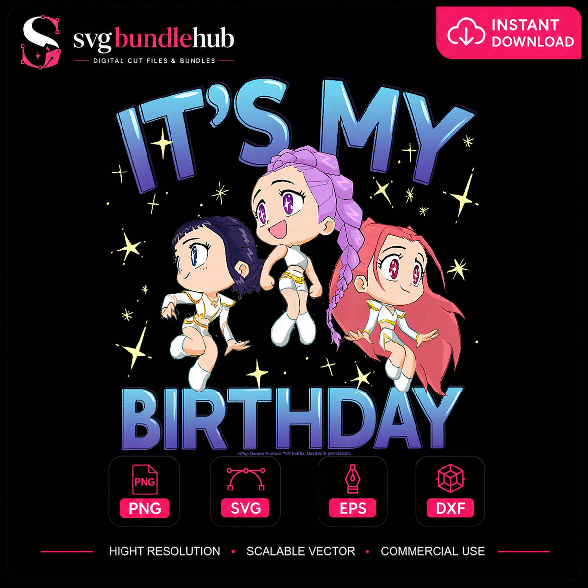 K-Pop Demon Hunters It's My Birthday Chibi Girls PNG