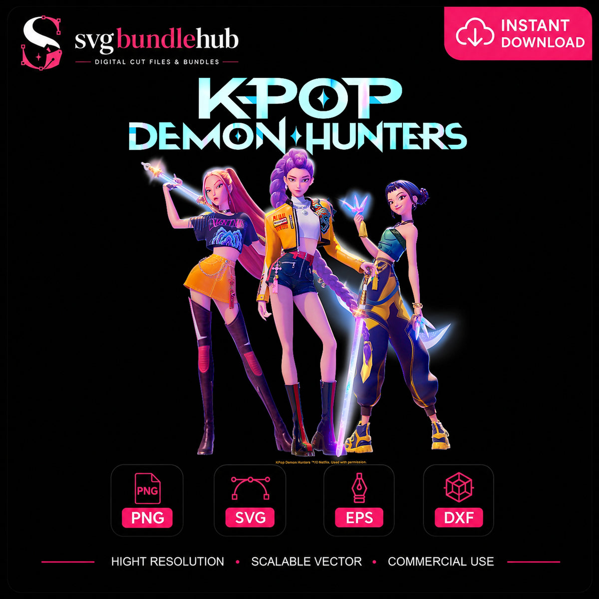 K-Pop Demon Hunters Netflix Trio Characters PNG