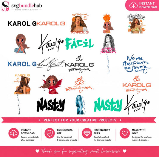Karol G Nasty Facil Music Fan PNG | SvgBundleHub