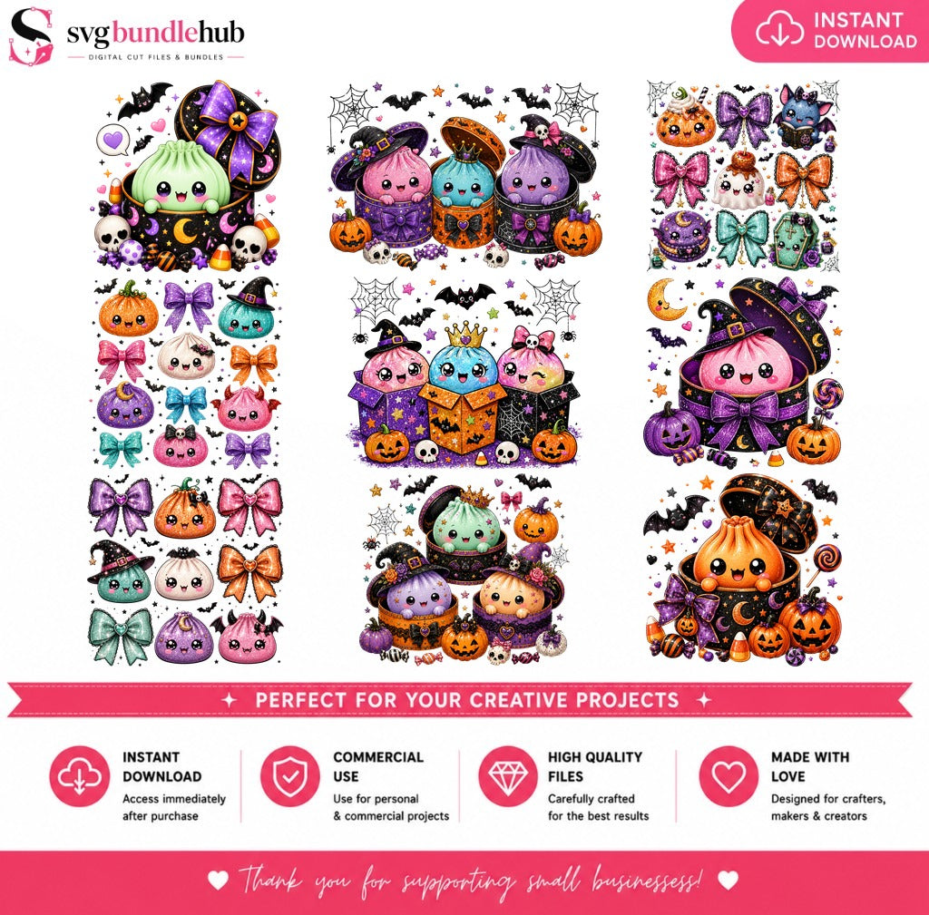 Kawaii Dumpling Halloween Bundle PNG | SvgBundleHub