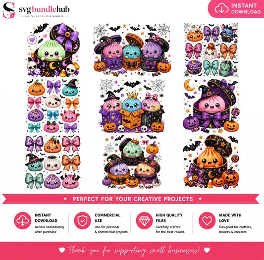 Kawaii Dumpling Halloween Bundle PNG | SvgBundleHub