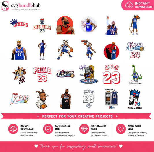 King James 76ers Basketball PNG | SvgBundleHub